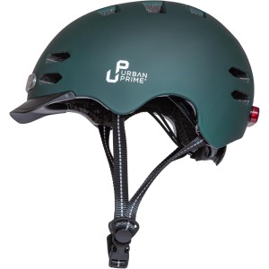 Urban Prime Unisex - Adult Urban Helmet Protective Helmet with Front and Rear Light, Visor, E-Bike, Electric Scooter, Green, 58-61 cm