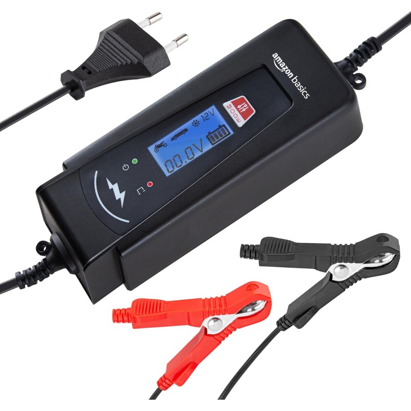 Amazon Basics Battery Charger EU Plug Output 2A/4A 6V/12V DC Black