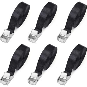 Romon Lashing Straps 1 m, Pack of 6 Short Lashing Straps 25 mm Wide, Lashing Straps with Clamping Lock, Mounting Straps Maximum Load 250 kg, Lashing Strap for Bicycle, Motorcycle, Sack Truck, Truck