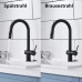 YardMonet Low Pressure Kitchen Tap, Black, Kitchen Tap Low Pressure with Shower Extendable 2 Modes, Black Kitchen Tap, Low Pressure 3 Connections, 360° Swivel Sink Tap for Kitchen