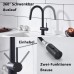 YardMonet Low Pressure Kitchen Tap, Black, Kitchen Tap Low Pressure with Shower Extendable 2 Modes, Black Kitchen Tap, Low Pressure 3 Connections, 360° Swivel Sink Tap for Kitchen