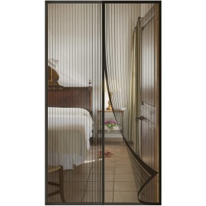 DIKER Fly Screen Magnetic Door, Balcony Door, Insect Protection, Fly Curtain, Insect Protection Curtain for Patio Door, Insect Screen Slat Curtain, Magnetic Curtain (85 x 220 cm, Black)