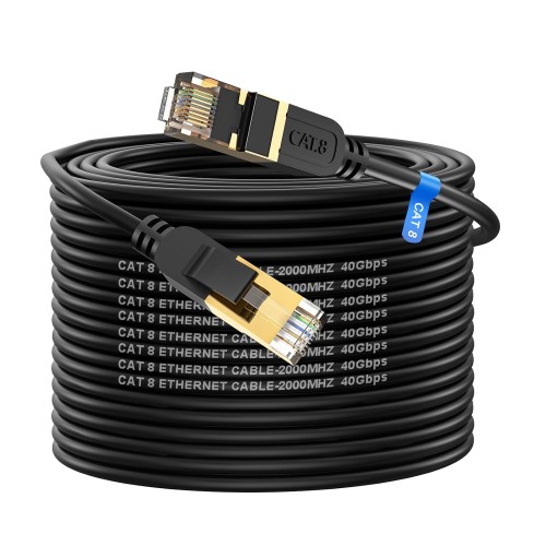 cat gruciso Cat8 Ethernet Cable / LAN Cable 30 Metres, High Speed 40 Gbit/s-2000 MHz Network Cable, Braided Gigabit Gold-Plated RJ45 Connector, Outdoor and Indoor Internet for Xbox PS4/5