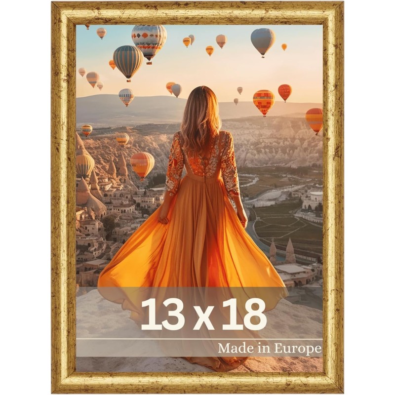 VictoR David Gold Picture Frame 13 x 18 cm Frame 14 x 17 mm Vintage Shabby Chic Decoration Picture Frame 13 x 18 Gold