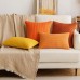 Emema Cushion Cover, Corduroy Decorative Cushion Cover, Sofa Cushion, Cord Cushion Cover, Decorative Soft Cushion Covers for Sofa, Armchair, Home, Bedroom, 50 x 50 cm – Orange