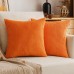 Emema Cushion Cover, Corduroy Decorative Cushion Cover, Sofa Cushion, Cord Cushion Cover, Decorative Soft Cushion Covers for Sofa, Armchair, Home, Bedroom, 50 x 50 cm – Orange