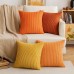 Emema Cushion Cover, Corduroy Decorative Cushion Cover, Sofa Cushion, Cord Cushion Cover, Decorative Soft Cushion Covers for Sofa, Armchair, Home, Bedroom, 50 x 50 cm – Orange
