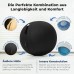 Backerz Office Seat Ball, Ergonomic 75 cm, Ergonomic Seating Furniture for Office and Home Office, Durable Fabric, Gymnastics Ball, Fitness Ball, Ball Chair with Ball Pad, Washable Linen Cover, Black
