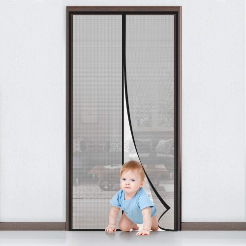 MYCARBON Fly Screen Door Magnetic Insect Protection, Balcony Door Fly Curtain 100 x 220 cm Adhesive Mounting No Drilling Curtain for Balcony Door Living Room Sliding Door Patio Door