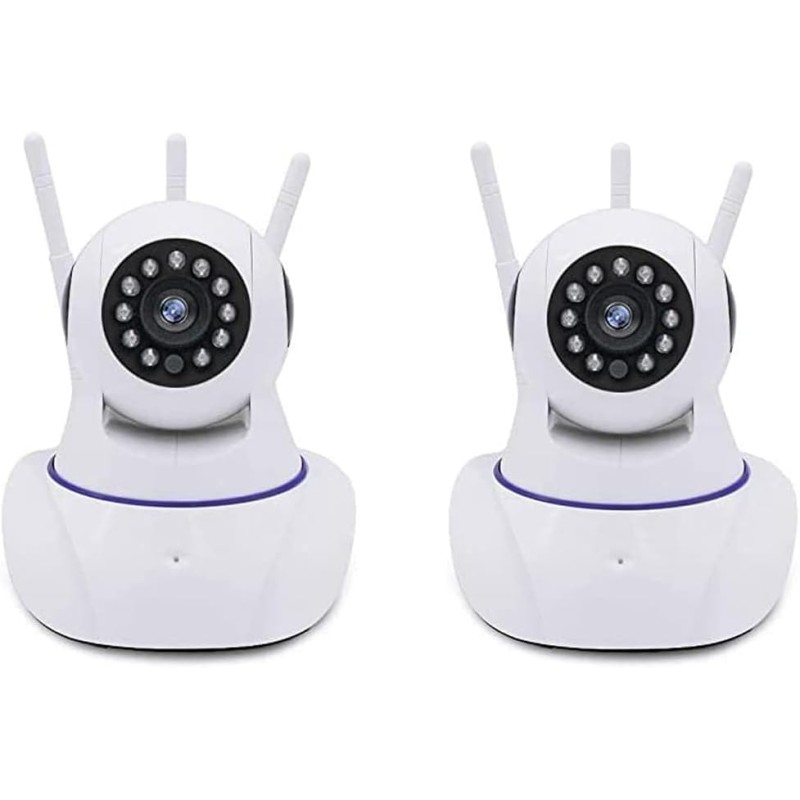 GC GLOBALCOMMERCE Kit 2 Cameras WiFi IP Wireless 1080P Motorised with Infrared for Video Surveillance with 3 Antennas Control with Yoosee App