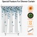 Lerores Shower Curtain, 180 x 180 cm, Green Leaves Plant Weighted Hem, Anti-Mould Textile, Water-Repellent, Washable Polyester Fabric Bath Curtains for Bathroom, Bathtub with 12 Shower Curtain Rings