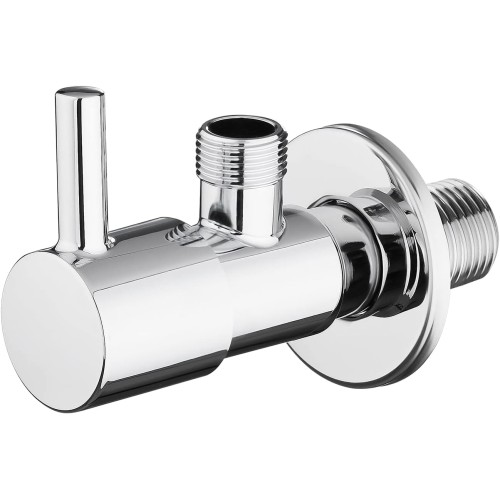 Ibergrif Angle Valve 1/2 Inch Wall Connection, 3/8 Inch Hose Connection, Corner Control Valve, Angle Valve Sink for Cold Hot Water Drinking Water, Chrome