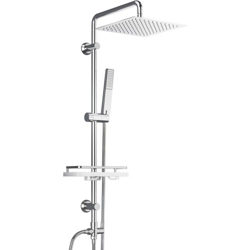 Görbach Rain Shower System with Shelf Shower Set without Shower Fitting Chrome (20 x 20 cm)