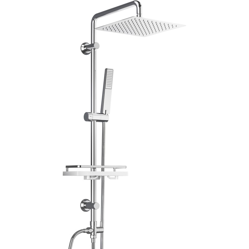 Görbach Rain Shower System with Shelf Shower Set without Shower Fitting Chrome (20 x 20 cm)