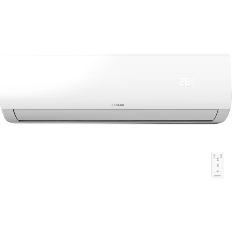 Cecotec Split Klimaanlage AirClima 12000 Smartfresh. 12000 BTU, DC-Motor, Wärmepumpe, Fernbedienung, LED-Display, Inverter-System, 5 Modi, 8 Geschwindigkeiten, Abdeckung 22 m²
