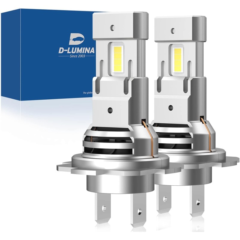 D-Lumina H7 LED Canbus Bulb 100W 16000LM, 6500K 400% Bright, 1:1 Design Replacement Halogen Lamp, Works For Both Lenticular and Without Lenticulars, Pack of 2