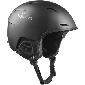 Black Crevice Gerlos Ski Helmet, Breathable Ski Helmet for Men and Women with Ventilation Openings, High-Quality Unisex Ski Helmet, Adjustable Ski Helmet with Ski Goggles Holder