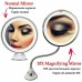 Cosmetic Mirror LED Illuminated with 10x Magnification Touch Switch USB Charging Adjustable Makeup Mirror LED Light and Suction Cup 360 Degree Swan Neck Travel Bathroom (White)