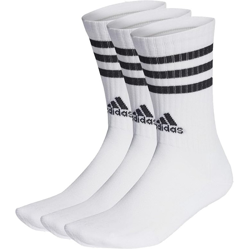 adidas Unisex 3-Stripes Cushioned Crew Socks, 3 Pairs