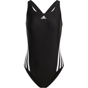 adidas Women's 3 Stripes Swimsuit, Black/White, 48