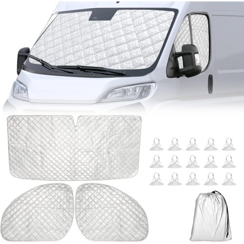 PEESHON Set of 3 Windscreen Cover Technical Insulation Mat for Replacement Fiat Ducato 2006-2021, Sun Visor Windscreen Cover, Thermal Mat Set