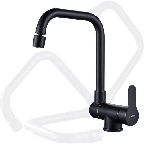 360° въртящ се кухненски кран с 2 режима на пръскане, сгъваем едноръкостен кран за мивка и смесител за кухня, съвместим с предни/подпрозоречни инсталации