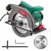HYCHIKA Handheld Circular Saw, 1300 W 4500 RPM Circular Saw 185 mm, Powerful Motor, Cutting Depth 65 mm (90º), 45 mm (45º), Guide Rail, Dust Extraction, for Cutting Wood/Plastic
