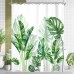 Lerores Shower Curtain, 180 x 180 cm, Green Leaves, Weighted Hem, Anti-Mould Textile, Water-Repellent, Washable Polyester Fabric Bath Curtains with Eyelets and 12 Shower Curtain Rings for Bathroom,