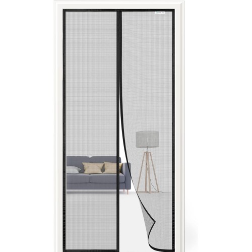Magnetic Fly Screen Door, 90 x 210 cm, Latest Models, Fly Screen Balcony Door, No Drilling, Suitable for Balcony Doors, French Doors, Patio Doors Black