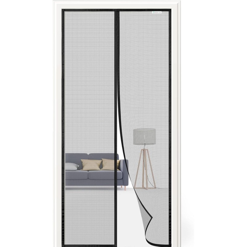 Magnetic Fly Screen Door, 90 x 210 cm, Latest Models, Fly Screen Balcony Door, No Drilling, Suitable for Balcony Doors, French Doors, Patio Doors Black