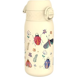 ion8 Children's Drinking Bottle, Stainless Steel, Lightweight, 400 ml, Non-Insulated, Leak-Proof, One-Handed Opening, Secure Locking, Dishwasher Safe, Flip Lid, Easy to Clean, Beetle