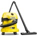 Kärcher WD 2-18 Cordless Wet/Dry Vacuum Cleaner with Filter, Joint and Wet/Dry Suction Nozzle, 225 Watt, Plastic Container: 12 L, Suction Hose: 1.8 m, without Battery, No Charger, Yellow