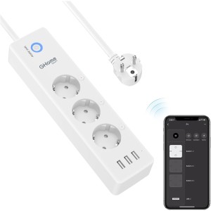 GHome Smart Alexa Smart Power Strip with 3 Sockets and 3 USB, Programmable WiFi Power Strip with Consumption Monitoring Smart Plug Timer Function Compatible with Alexa and Google Home 1.5M Ver2.0