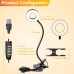 Foneso Clamp Lamp, 48 LEDs Dimmable Reading Lamp Bed, 3 Modes and Level 10 Dimming, 360° Flexible USB Lamp for Reading, Travel, Bedroom, Office (Black)