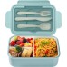 Diboniur Lunch Box with Cutlery for Adults and Children, 1400 ml, Bento Box for Microwave, Dishwasher, School, Picnic, Work (Blue)