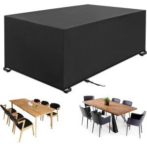 Aipwerer Garden Furniture Cover, Waterproof, Tarpaulin for Garden Furniture, Winterproof, 420D Protective Cover for Garden Table, Garden Furniture, Table, Rectangular (Black, 325 x 208 x 58 cm, 420D)