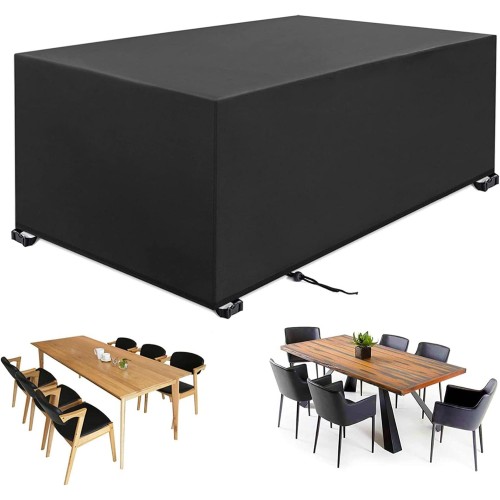 Aipwerer Garden Furniture Cover, Waterproof, Tarpaulin for Garden Furniture, Winterproof, 420D Protective Cover for Garden Table, Garden Furniture, Table, Rectangular (Black, 325 x 208 x 58 cm, 420D)