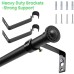 HARRMS 16 mm Extendable Curtain Pole, Matte Black, 76-116 cm, Curtain Rod Panel Curtain Pole, 1 Rail, Wall Mounted with Brackets and Finials for Blackout Curtains, Outdoor Curtains