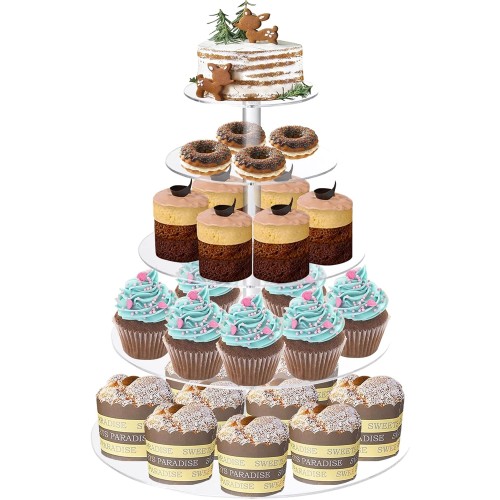 Lighterday 5 Tier Cake Stand Acrylic Cake Stand Cupcake Stand Cake Stand Donut Cupcake Muffins Macaroons Stand for Wedding Party Birthday