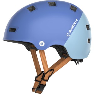 GLAMVILLA Skater Helmet, Bicycle Helmet, Ultralight City Helmet for Children/Women/Men, Adjustable Unisex Protective Helmet for Skateboard, E-scooter, BMX, Only 260 g/270/280 g (Dark Blue with Light