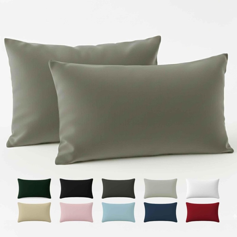 Dreamzie Renforcé Cotton Pillowcase 40 x 80 cm (Set of 2) – Light Grey – Densely Woven with 57 Threads/cm² – Cushion Cover 40 x 80 cm – OEKO-TEX Certified