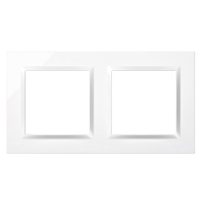 SIMON - 2 Panel Wall Switch Frame Compatible with Simon 10 Mechanisms, Suitable for Indoor Use, Easy Assembly, Push Button, Switch and Schuko Socket, White