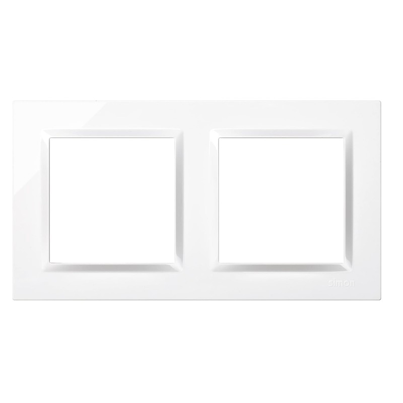 SIMON - 2 Panel Wall Switch Frame Compatible with Simon 10 Mechanisms, Suitable for Indoor Use, Easy Assembly, Push Button, Switch and Schuko Socket, White