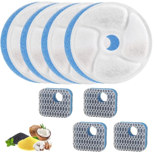DAGORD Pack of 4 Cat Water Fountain Filter Activated Carbon Filter Replacement Filter Cat Fountain Layers Drinking Fountain Filter Replacement Filter for Replacement Filter of Cat Fountain Model WF160