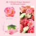 GEFIRE Pack of 80 Artificial Flower Heads, Artificial Flowers, Rose Heads, Artificial Flowers, Fake Rose Heads, Artificial Roses Decoration for Wedding, DIY Party Decoration (4 Colours)
