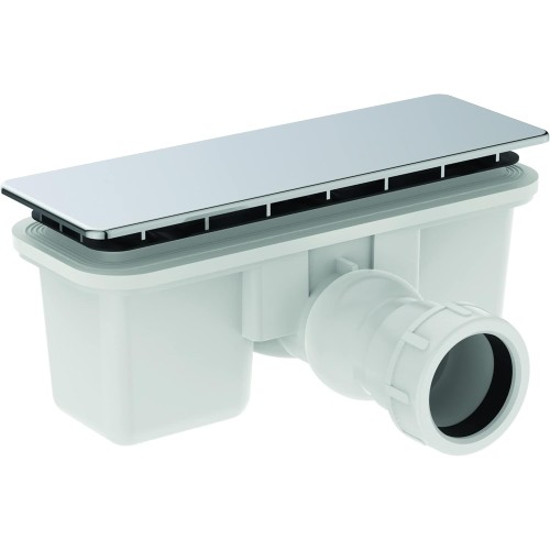 Ideal Standard T5327AA Ultra Flat DN40 Drain Fitting with Cover for Shower Tray, Plumbing Water Height 3 cm, Chrome Cover