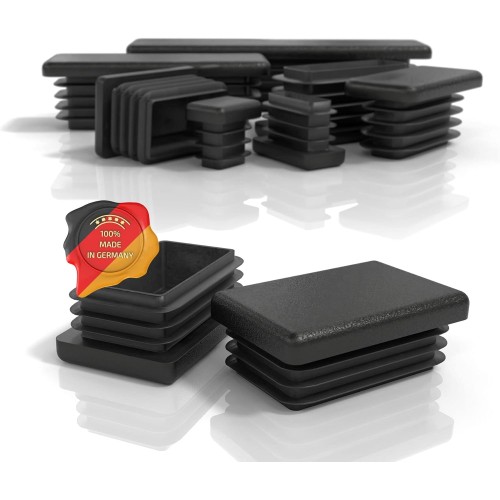 PD Lamellar Plugs 40 x 30 mm for Square Tube (External Dimensions), End Caps Rectangular Made of PE Plastic, Pipe Plugs for Pipe Cover of Metal Pipe and Aluminium Profile, Rectangular Plugs, Black
