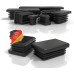PD Lamellar Plugs 40 x 30 mm for Square Tube (External Dimensions), End Caps Rectangular Made of PE Plastic, Pipe Plugs for Pipe Cover of Metal Pipe and Aluminium Profile, Rectangular Plugs, Black