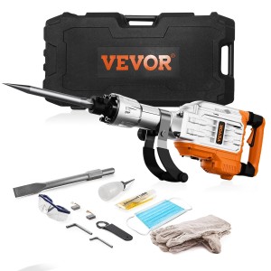 VEVOR High Performance Concrete Breaker Demolition Hammer 3500 W, 60 J Impact Force Electric Demolition Hammer, Drill Hammer Concrete Hammer 1900 BPM, Includes Pointed Chisel, Flat Chisel, for Slate,
