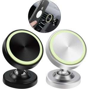 Vinabo Magnetic Car Mobile Phone Holder with 360° Adjustable Base, Pack of 2 Universal Car Accessories for Various Phone Models